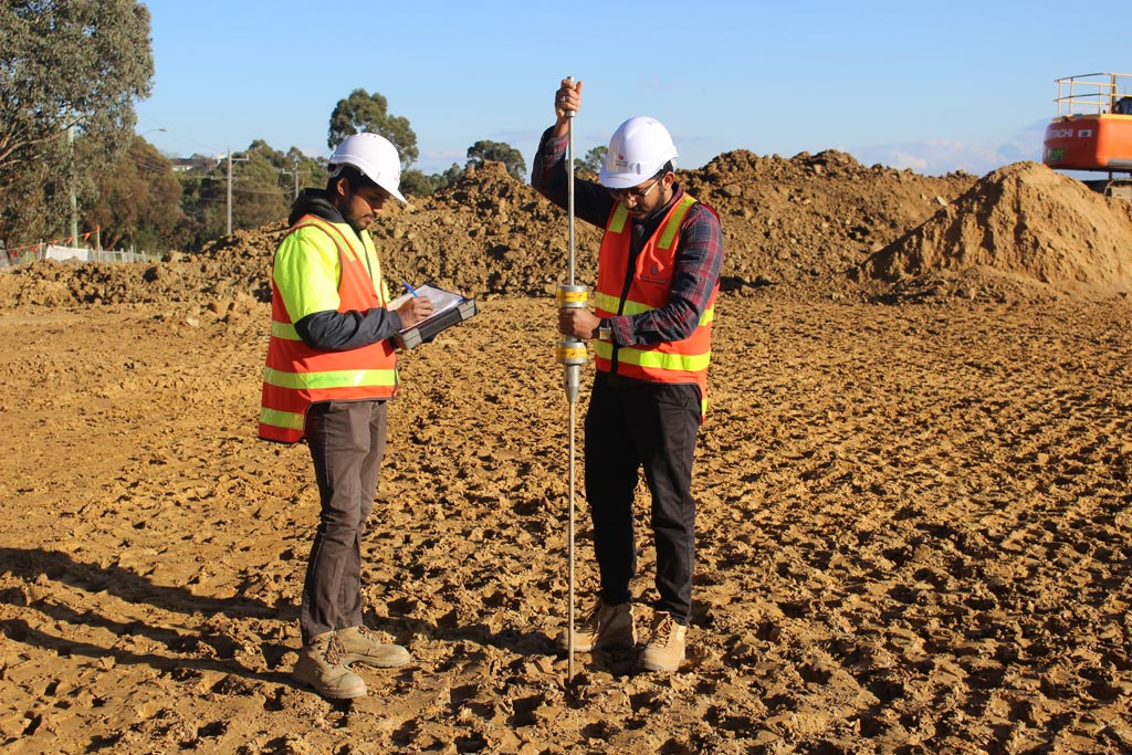 Dynamic cone penetrometer testing